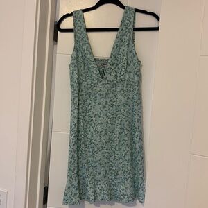 blue and green floral mini sundress